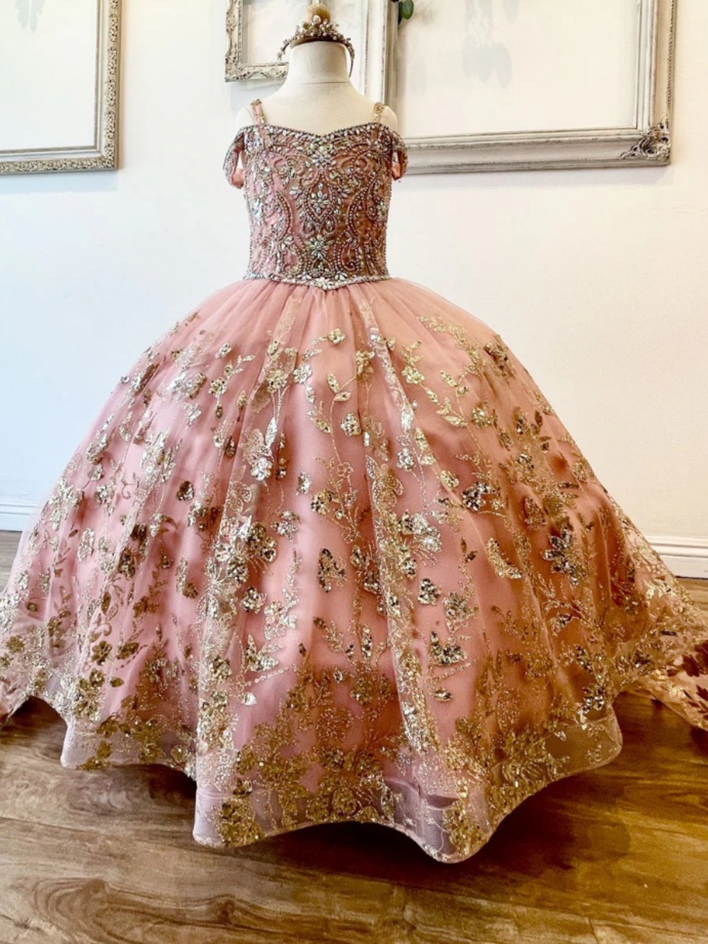 Toddler Mini Quince Dress Style #PK1041 3T Rose Gold Quinceañera